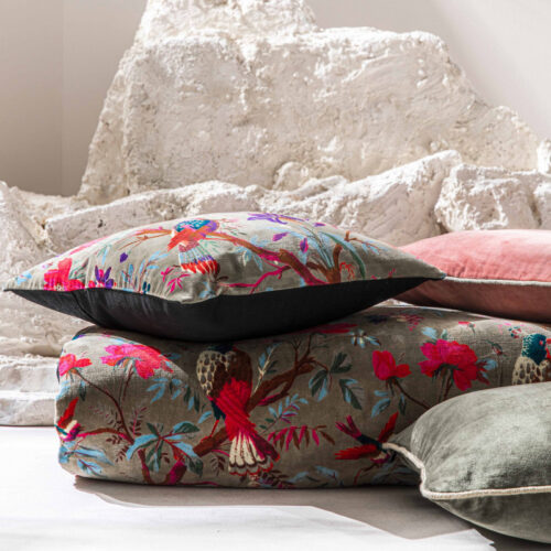 Housse De Coussin En Velours Coton "Birdy" - Haomy