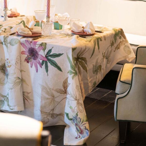nappe tessitura toscana en lin imprimé granadilla