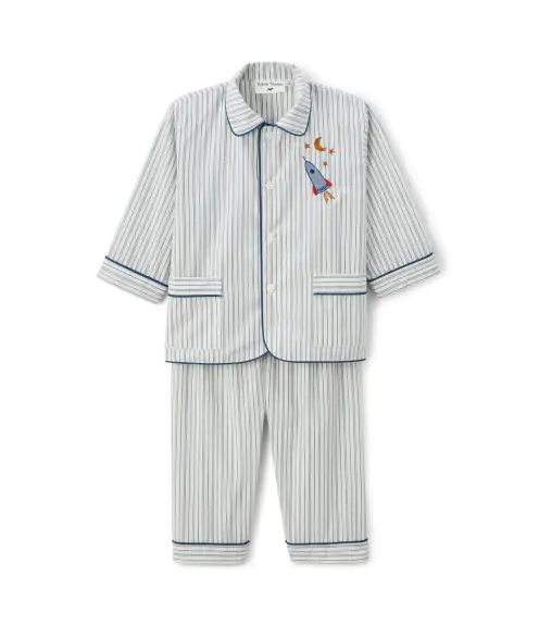 Pyjama enfant Dimenche bleu Pyjama et Liquette enfant 100% coton "Sylvie Thiriez"