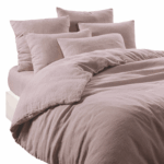 housse de couette et taie d'oreiller en liv et coton lavé chez Harmony