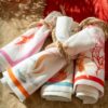 Ondiva- serviettes-4 Lot de 4 serviettes de table imprimées 100% lin " Tessitura toscana "